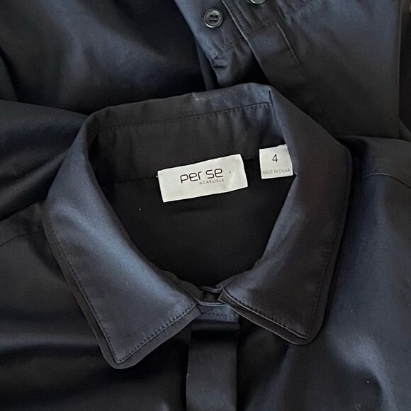 Per Se by Carlisle black button front blouse with lace up sides size 4. - Picture 8 of 10